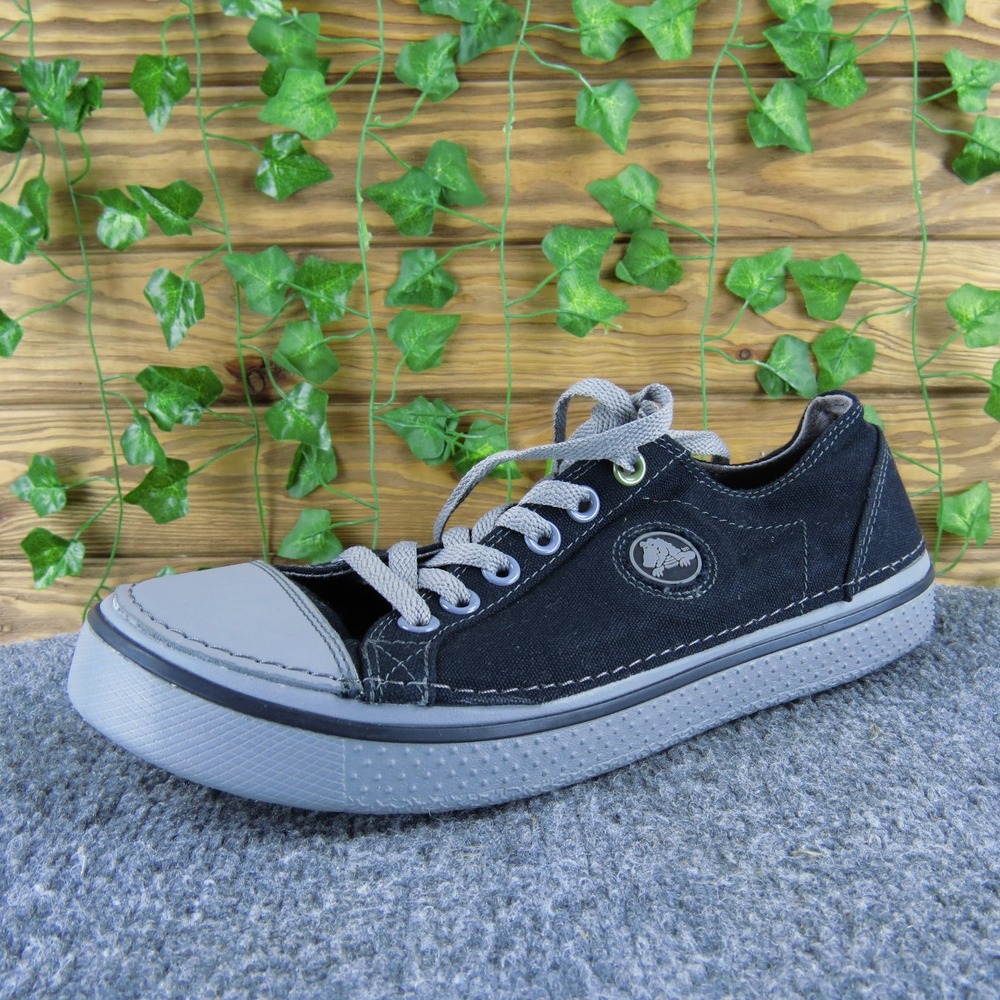 Crocs Men's Casual Sneakers Black/Gray Canvas Shoes Size 8M, Women's 10M